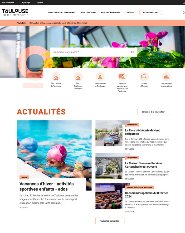 Page d’accueil de la mairie de Toulouse